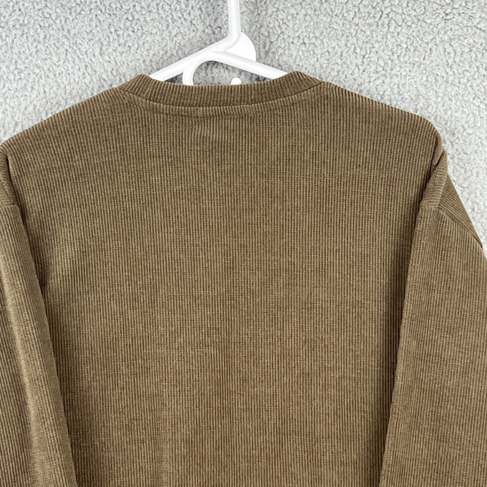 Negative Space Mens Small Olive Brown Ribbed Corduroy Crewneck Sweatshirt NWT - Picture 5 of 10
